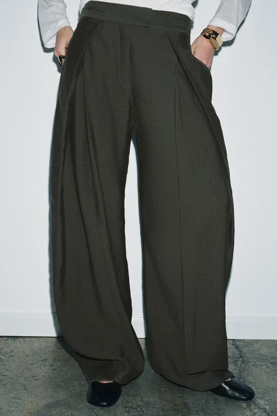 БРЮКИ WIDE-LEG С ЗАЩИПАМИ — ZW COLLECTION