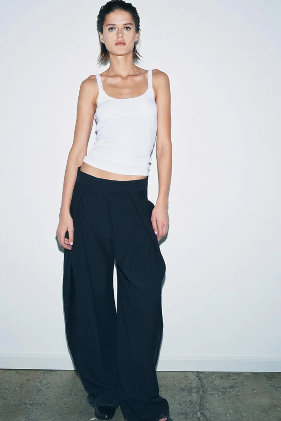 БРЮКИ WIDE-LEG С ЗАЩИПАМИ — ZW COLLECTION