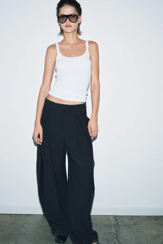 БРЮКИ WIDE-LEG С ЗАЩИПАМИ — ZW COLLECTION