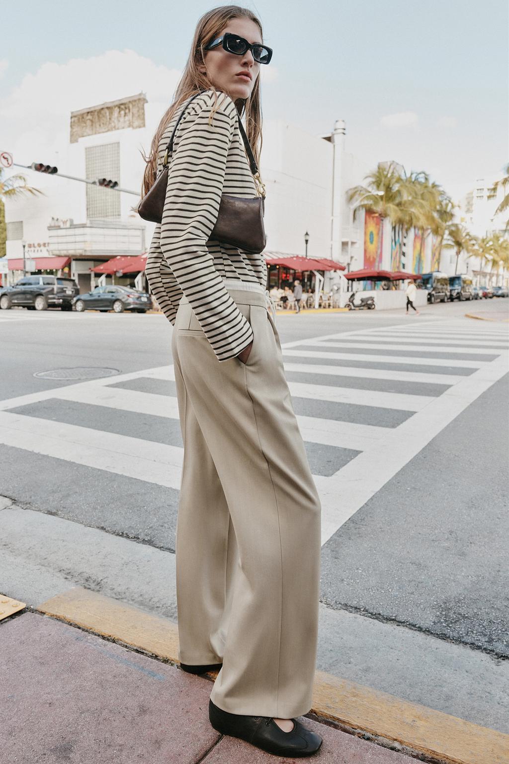 БРЮКИ С ШИРОКИМИ ШТАНИНАМИ И ДВОЙНЫМ ПОЯСОМ