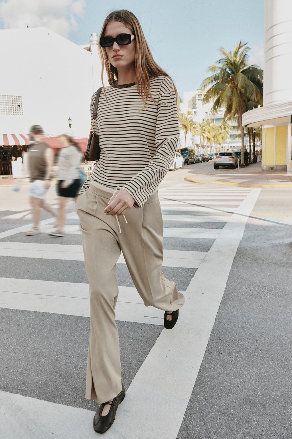 БРЮКИ С ШИРОКИМИ ШТАНИНАМИ И ДВОЙНЫМ ПОЯСОМ