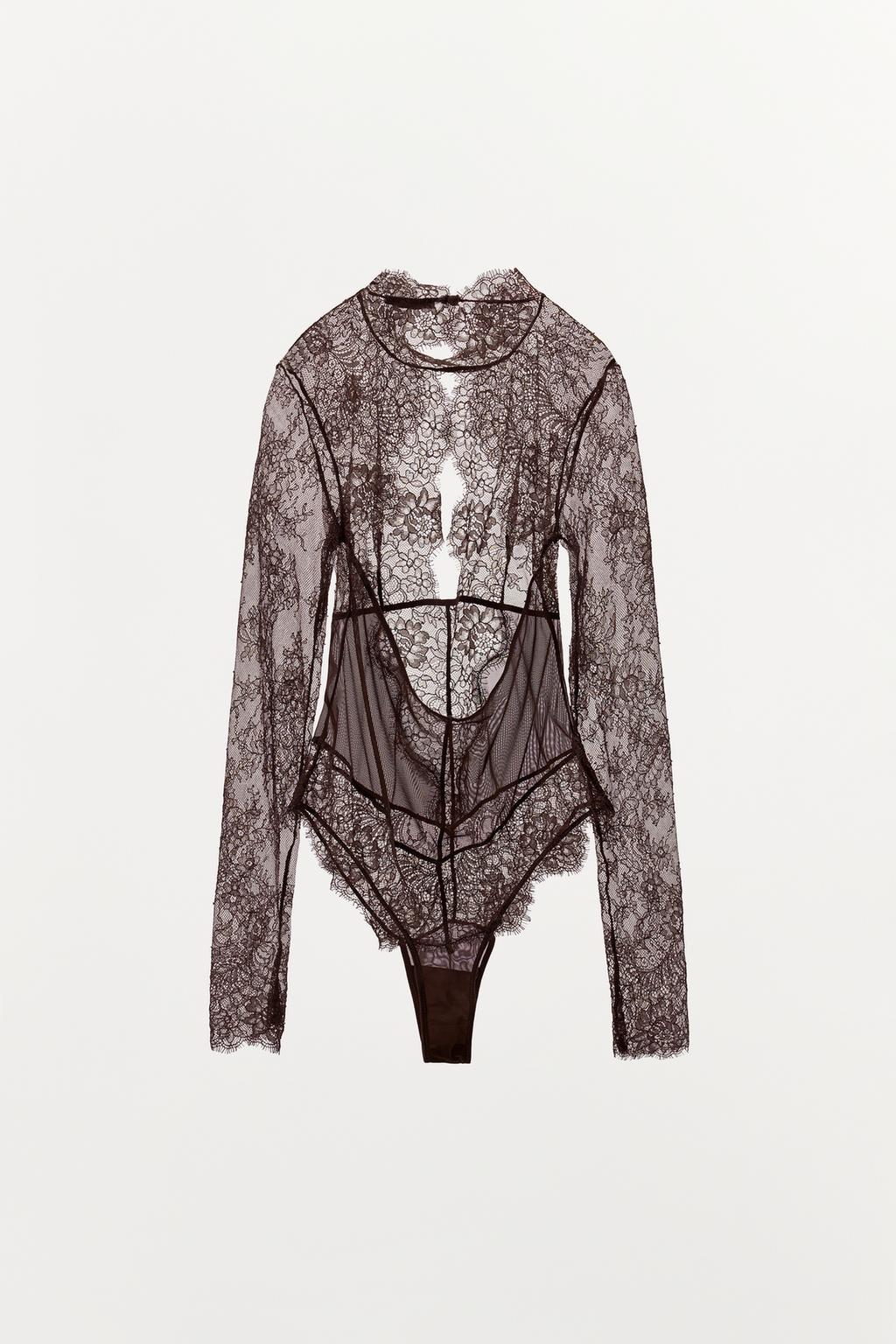 КОМБИНИРОВАННОЕ БОДИ С КРУЖЕВОМ И ВЫРЕЗОМ СЗАДИ