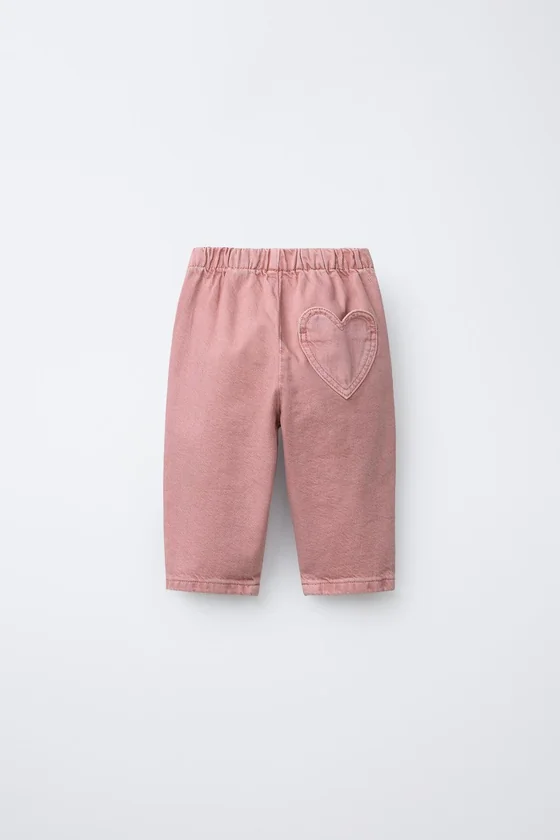 БРЮКИ BAGGY ИЗ САРЖИ С КАРМАНОМ В ВИДЕ СЕРДЦА