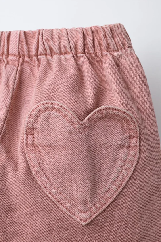 БРЮКИ BAGGY ИЗ САРЖИ С КАРМАНОМ В ВИДЕ СЕРДЦА
