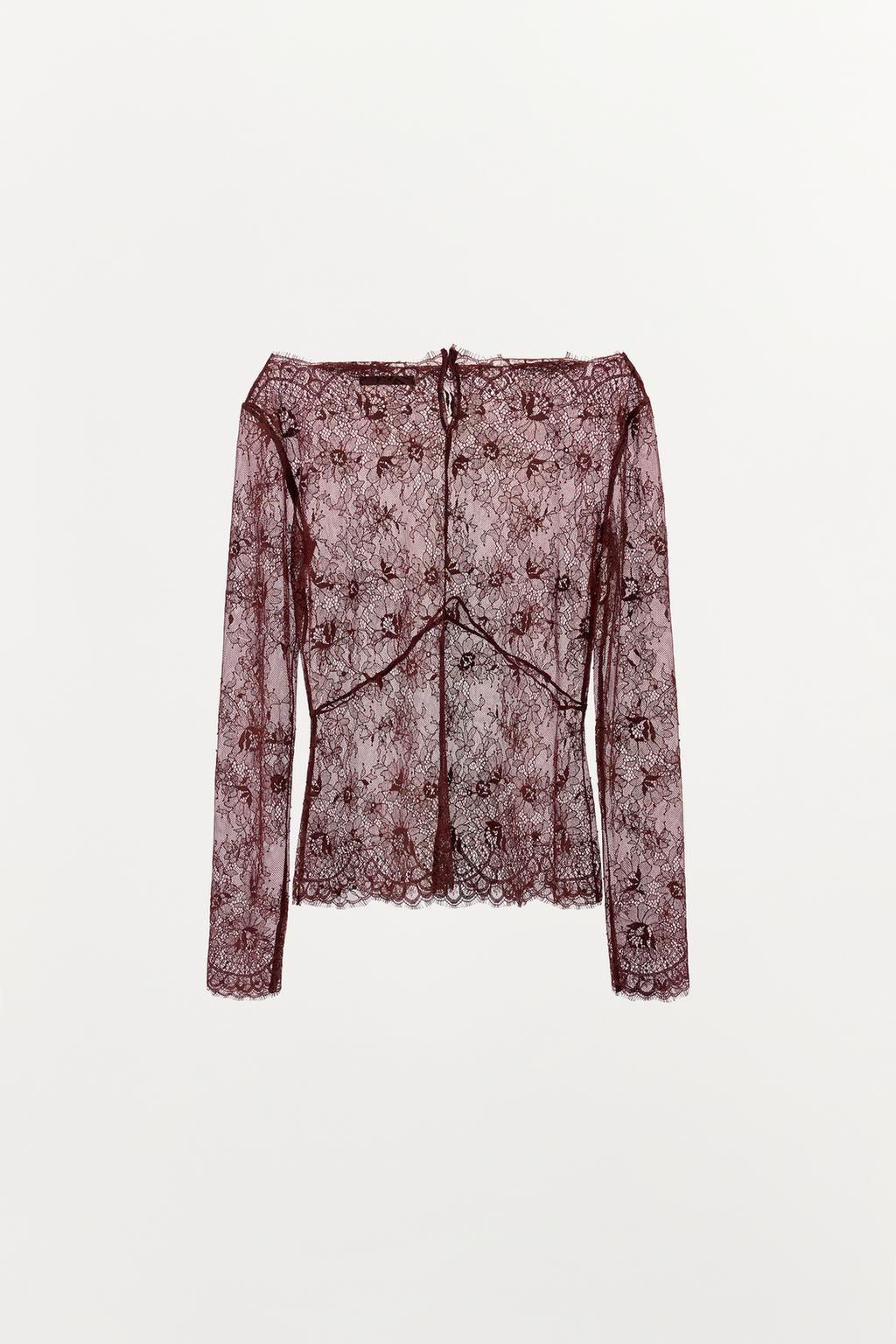 БЛУЗА ИЗ ПОЛУПРОЗРАЧНОГО КРУЖЕВА