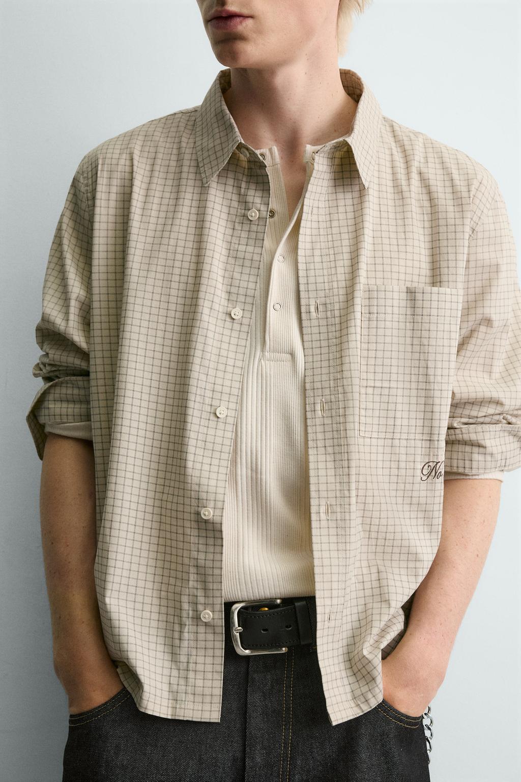 РУБАШКА В КЛЕТКУ С ПРИНТОМ АМУР