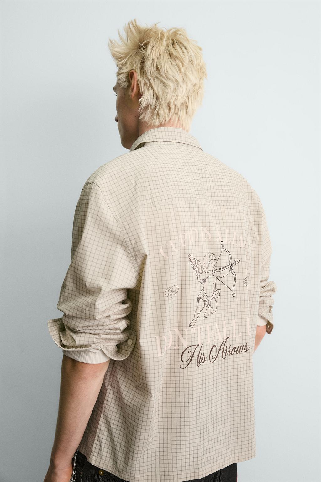 РУБАШКА В КЛЕТКУ С ПРИНТОМ АМУР