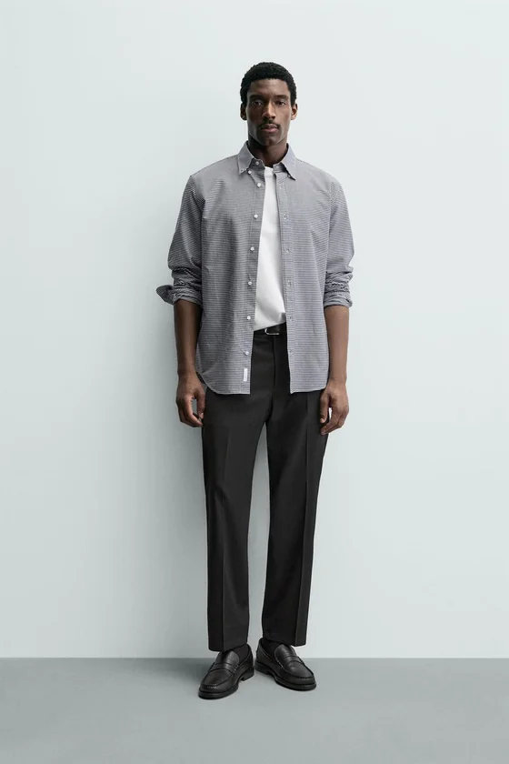 БРЮКИ REGULAR FIT ИЗ СМЕСОВОЙ ШЕРСТИ NON IRON