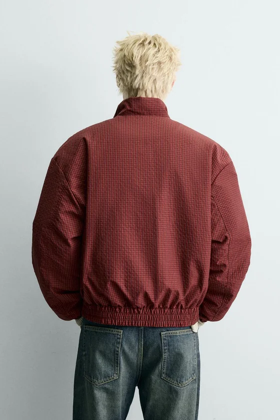 СТЕГАНАЯ ВЕТРОЗАЩИТНАЯ КУРТКА В КЛЕТКУ