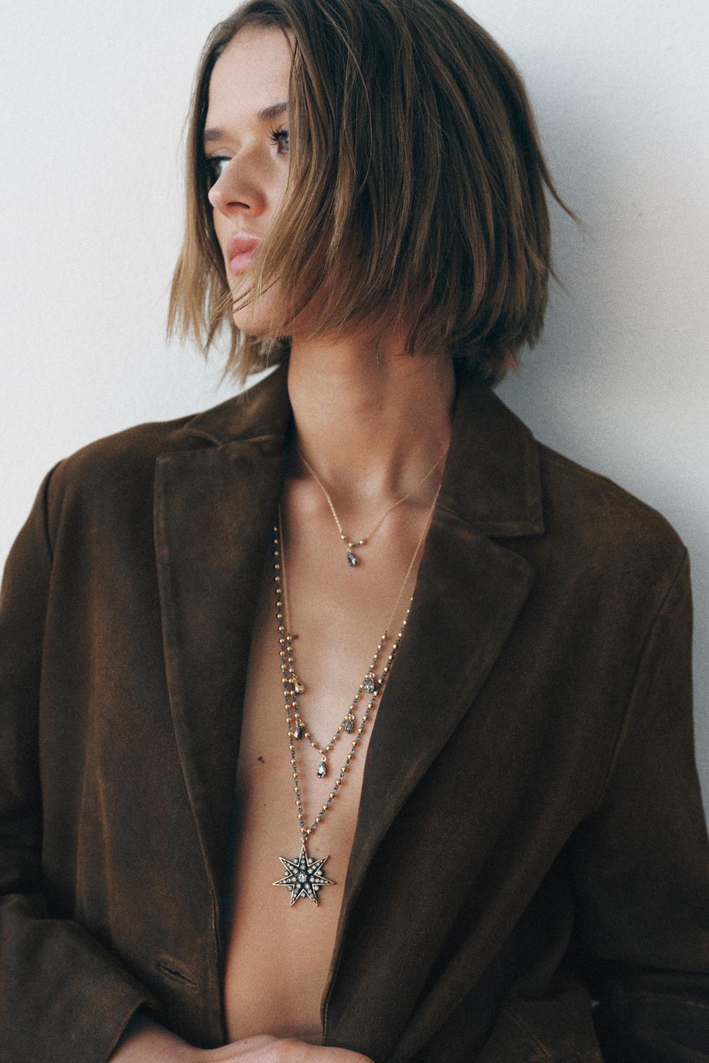 НАБОР ИЗ 3 ОЖЕРЕЛИЙ С КРИСТАЛЛАМИ И ЗВЕЗДАМИ