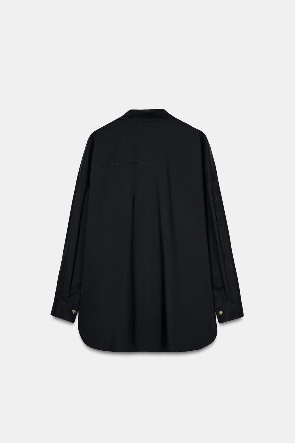 РУБАШКА ИЗ ПОПЛИНА С V-ОБРАЗНЫМ ВЫРЕЗОМ