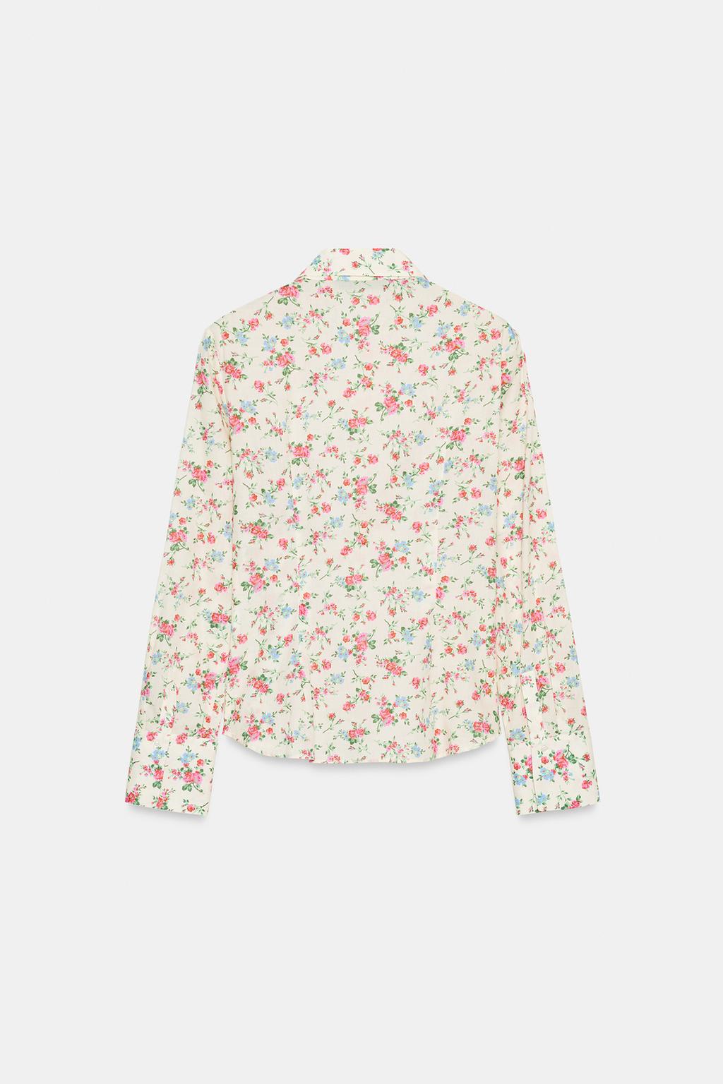 РУБАШКА С ЦВЕТОЧНЫМ ПРИНТОМ И ВОЛАНАМИ