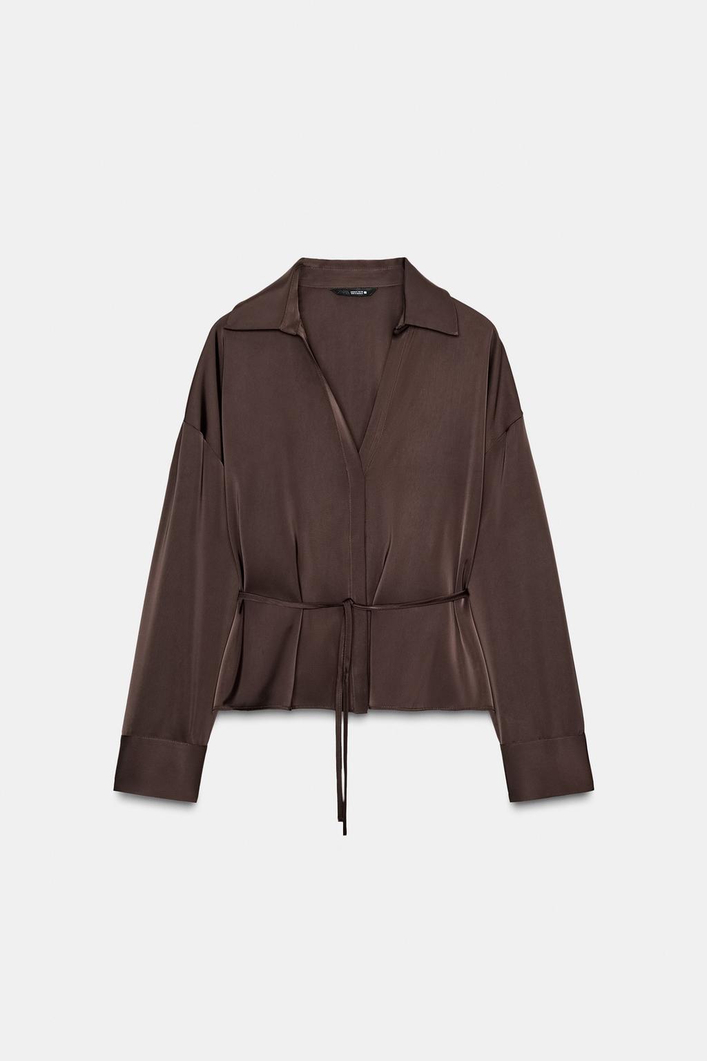 АТЛАСНАЯ БЛУЗКА С ПОЯСОМ