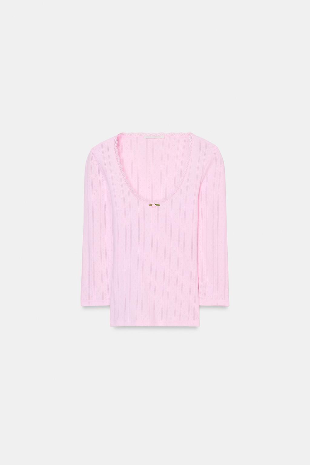 ФУТБОЛКА С АЖУРНОЙ ВЯЗКОЙ