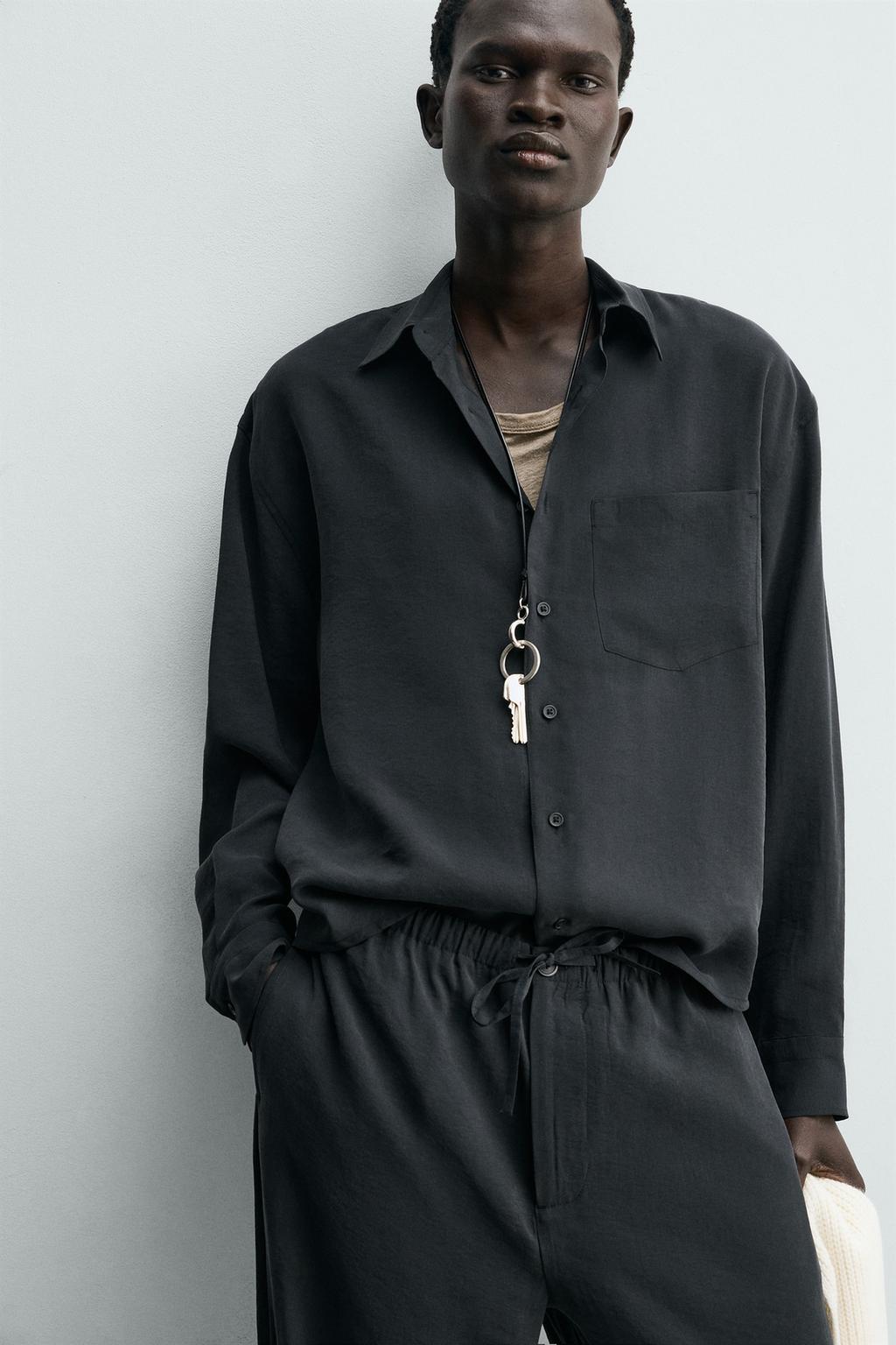 Рубашка свободного покроя из мягкой ткани