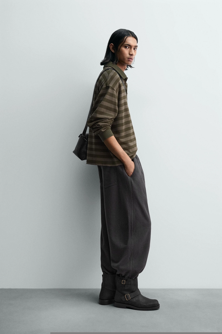 Поло-рубашка в полоску из пике zara