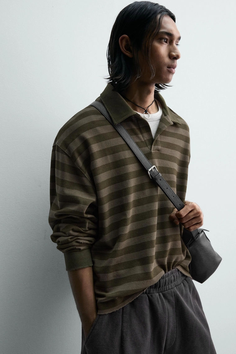 Поло-рубашка в полоску из пике zara