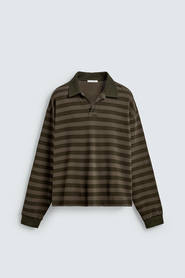 Поло-рубашка в полоску из пике zara
