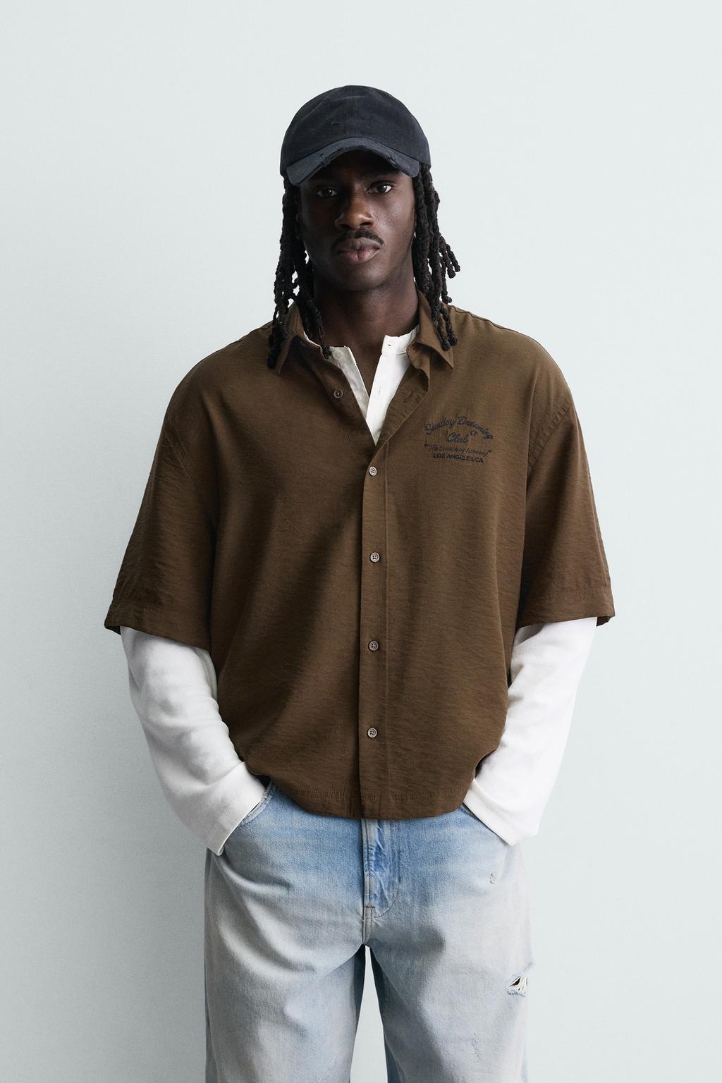 Рубашка с вышивкой и свободным кроем