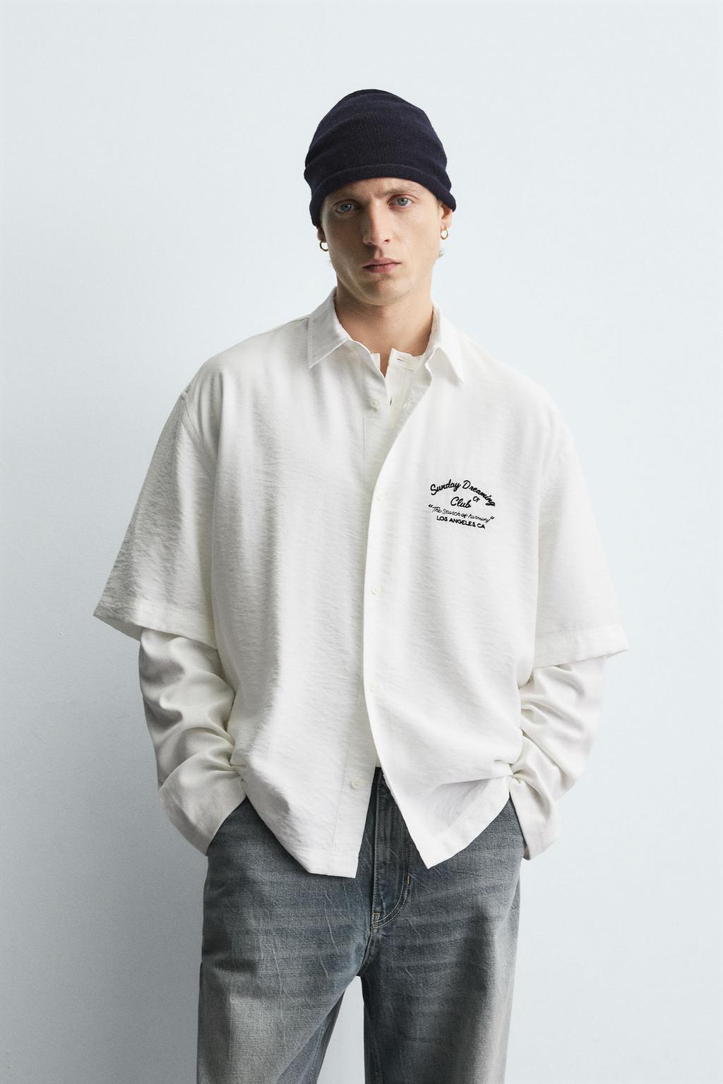 Рубашка с вышивкой и летящими полами