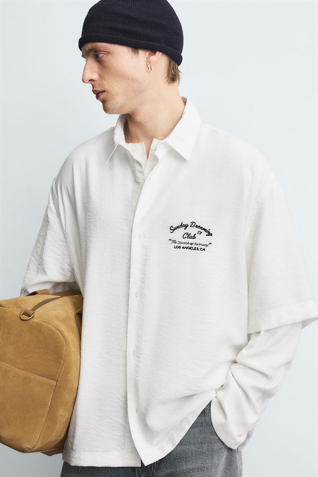 Рубашка с вышивкой и летящими полами