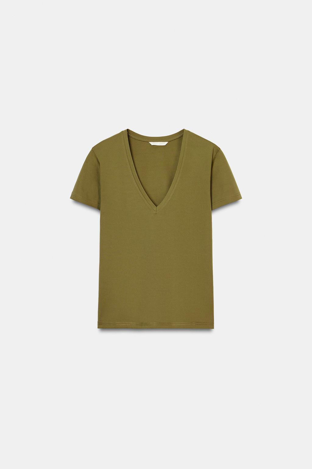 ФУТБОЛКА ИЗ ТРИКОТАЖА INTERLOCK С V-ОБРАЗНЫМ ВЫРЕЗОМ