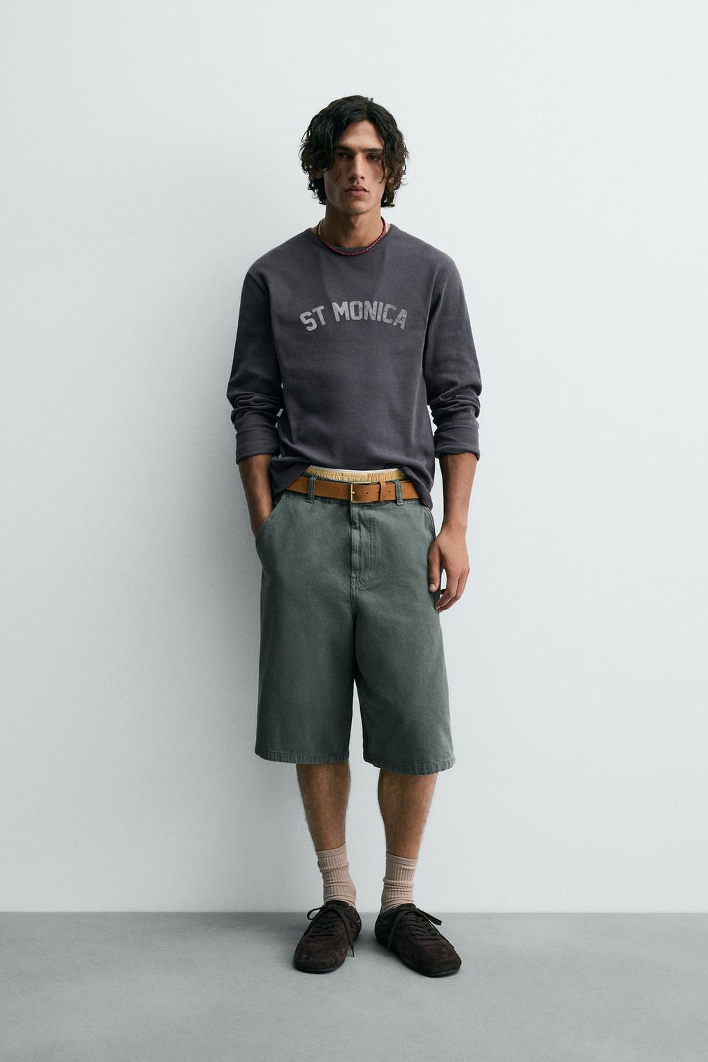 ФУТБОЛКА В РУБЧИК С ПРИНТАМИ И ЭФФЕКТОМ ПОТЕРТОСТИ