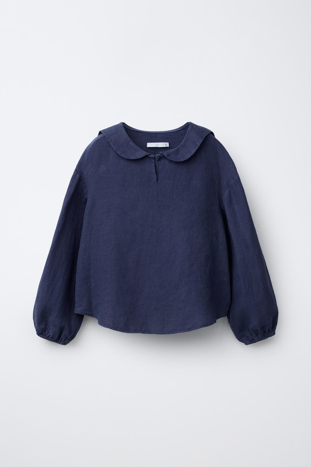 РУБАШКА С КРУГЛЫМ ВОРОТНИКОМ ИЗ 100% ЛЬНА