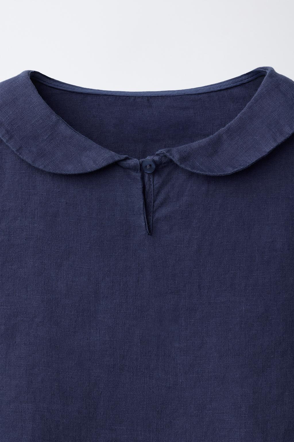 РУБАШКА С КРУГЛЫМ ВОРОТНИКОМ ИЗ 100% ЛЬНА