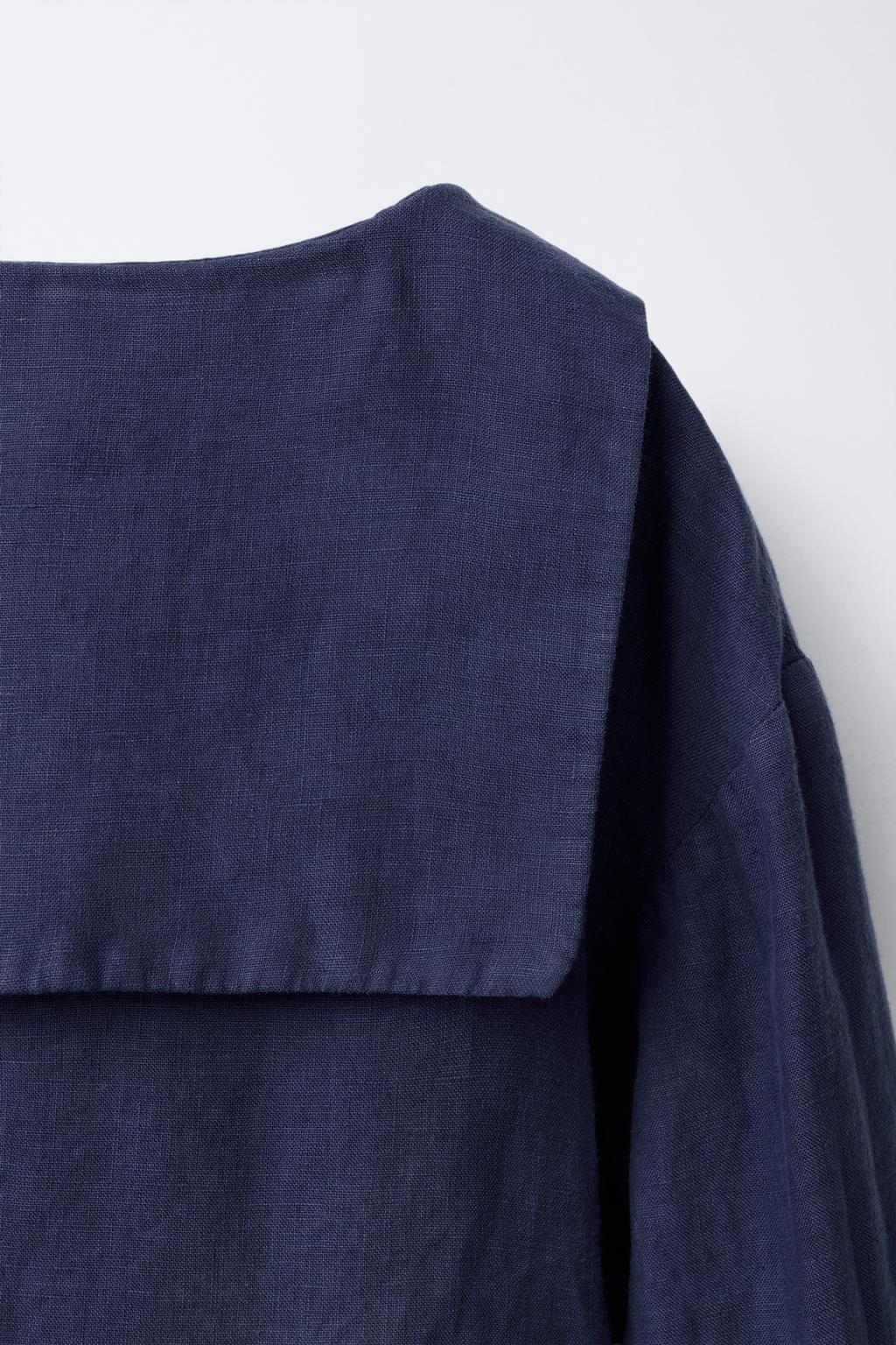 РУБАШКА С КРУГЛЫМ ВОРОТНИКОМ ИЗ 100% ЛЬНА