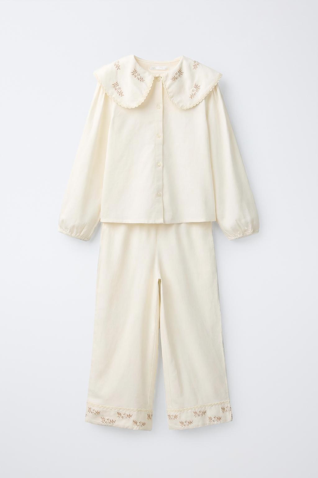 6-14 ЛЕТ/ ПИЖАМА С ВЫШИТЫМИ ЦВЕТАМИ