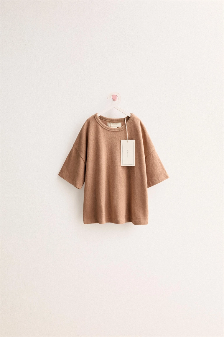 ZARA TIMELESS — ФУТБОЛКА ИЗ ХЛОПКА И ЛЬНА