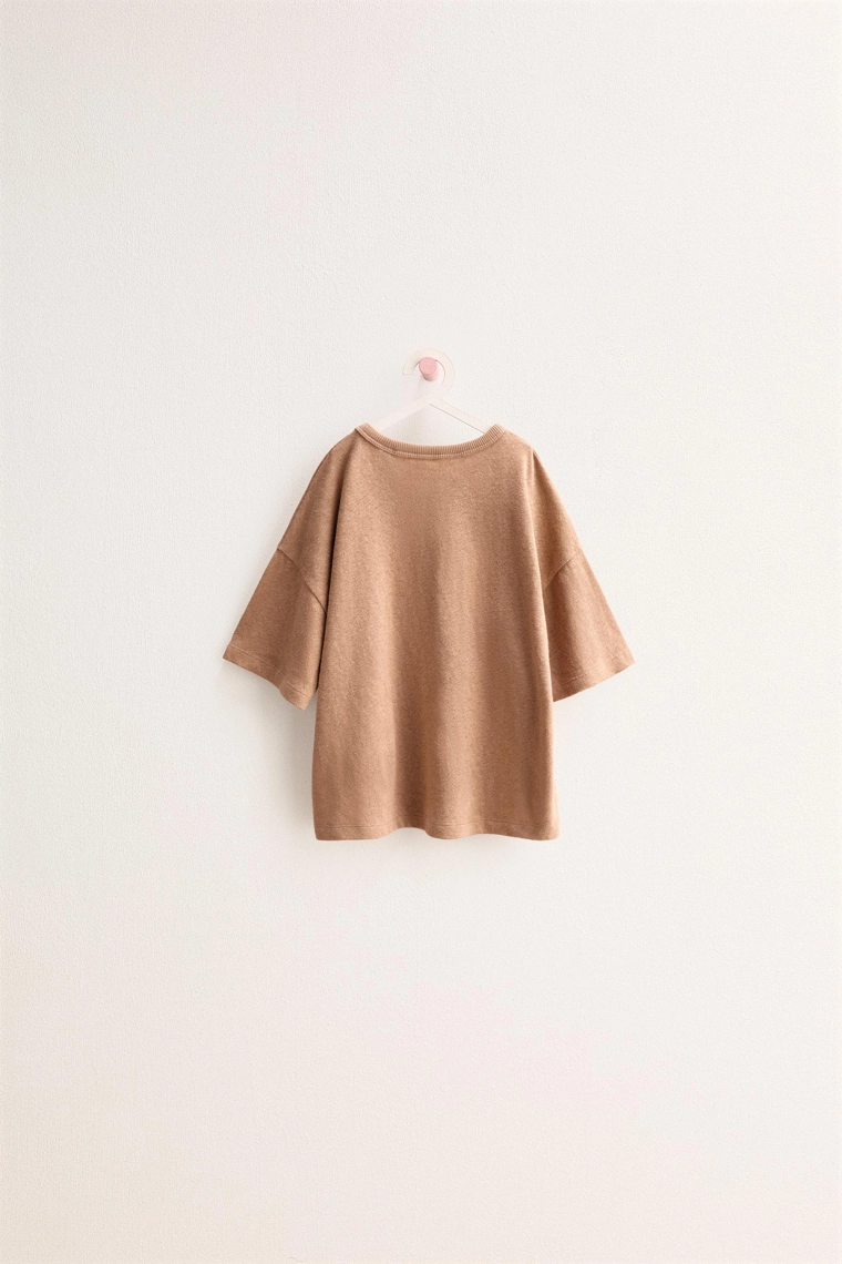 ZARA TIMELESS — ФУТБОЛКА ИЗ ХЛОПКА И ЛЬНА