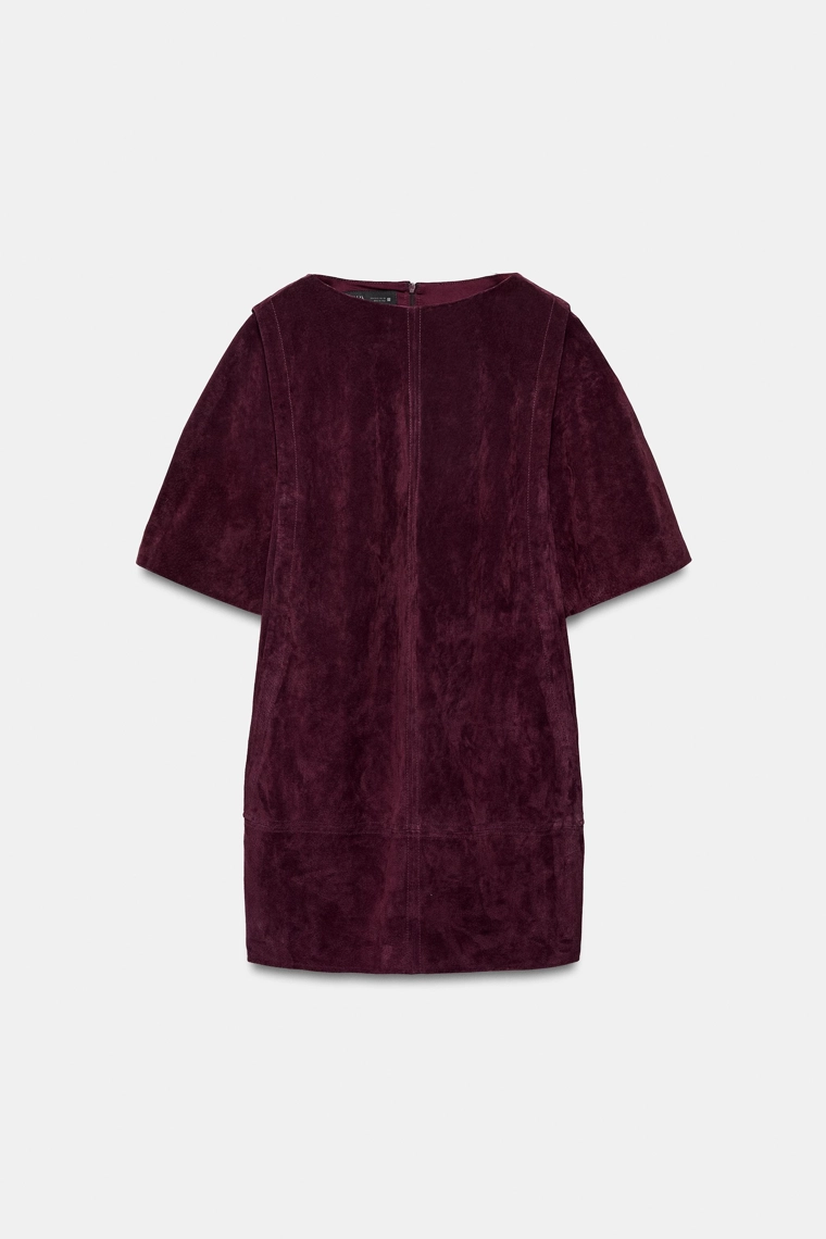 Короткое платье из замши на 100% кожаном