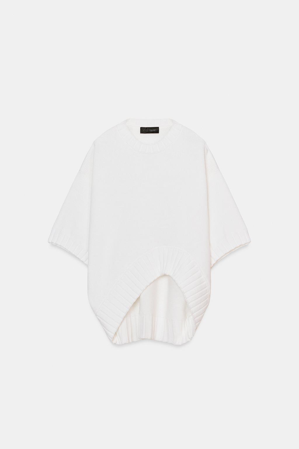 СВИТЕР С КОРОТКИМИ РУКАВАМИ И АСИММЕТРИЧНЫМ НИЗОМ