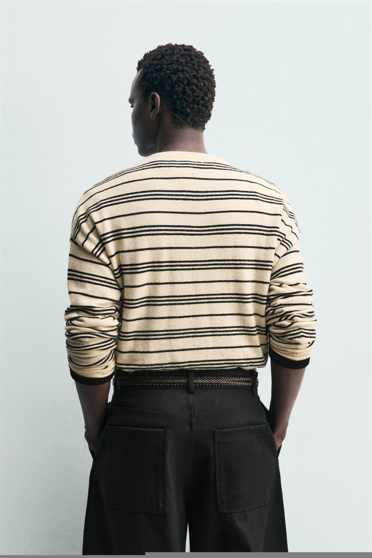 ДЖЕМПЕР В ПОЛОСКУ С ВОРОТНИКОМ НА ПУГОВИЦАХ