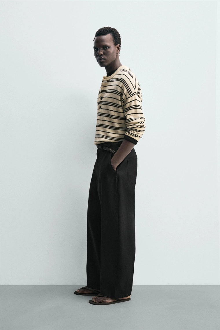 ДЖЕМПЕР В ПОЛОСКУ С ВОРОТНИКОМ НА ПУГОВИЦАХ