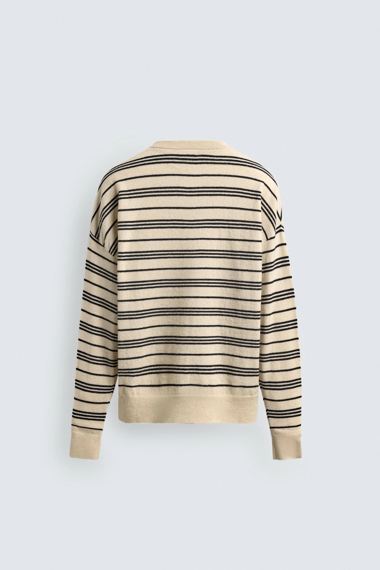 ДЖЕМПЕР В ПОЛОСКУ С ВОРОТНИКОМ НА ПУГОВИЦАХ