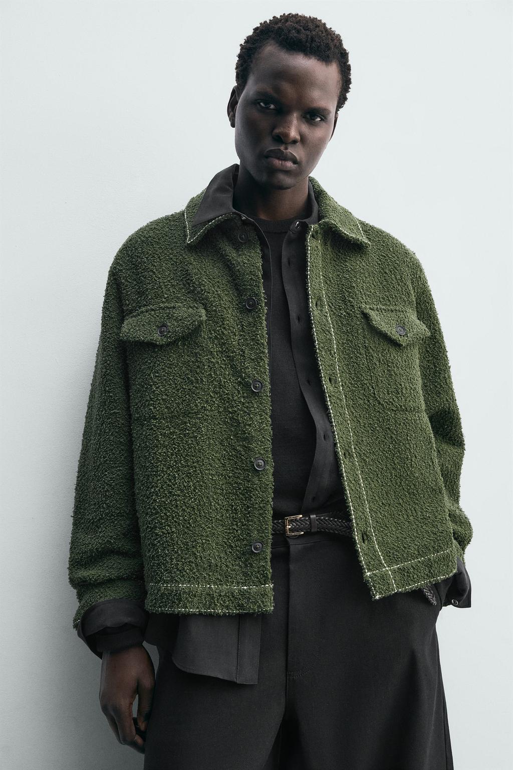 КУРТКА-РУБАШКА С ТЕКСТУРОЙ И ОТСТРОЧКОЙ