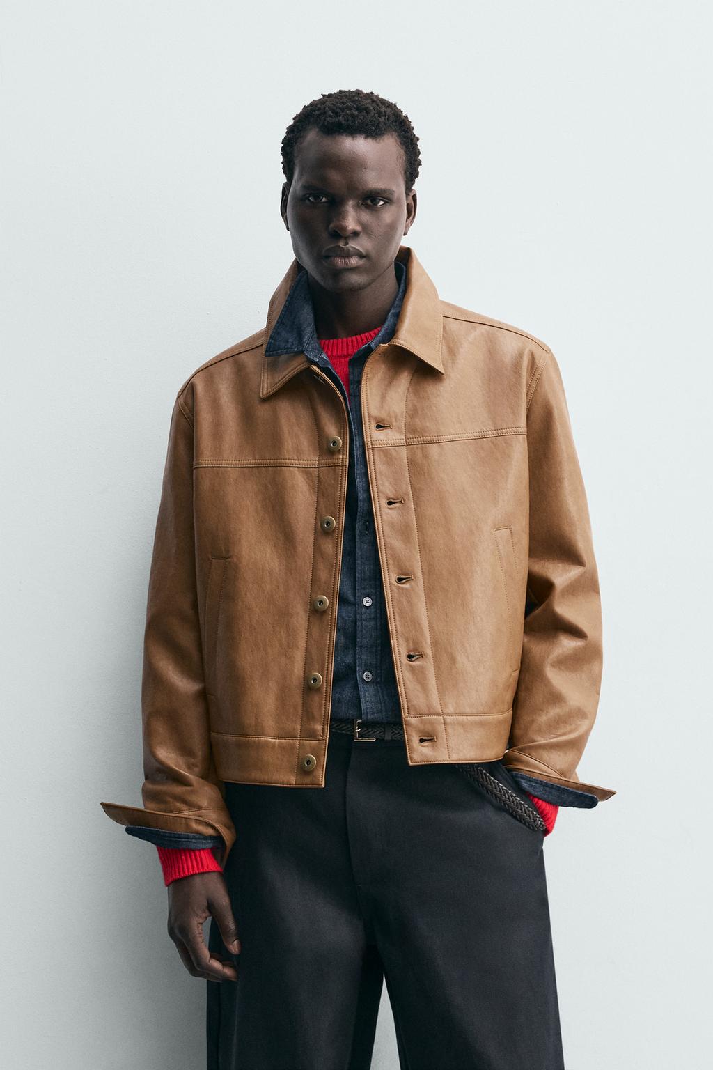 КУРТКА-РУБАШКА КЛАССИЧЕСКОГО КРОЯ ИЗ ИСКУССТВЕННОЙ КОЖИ