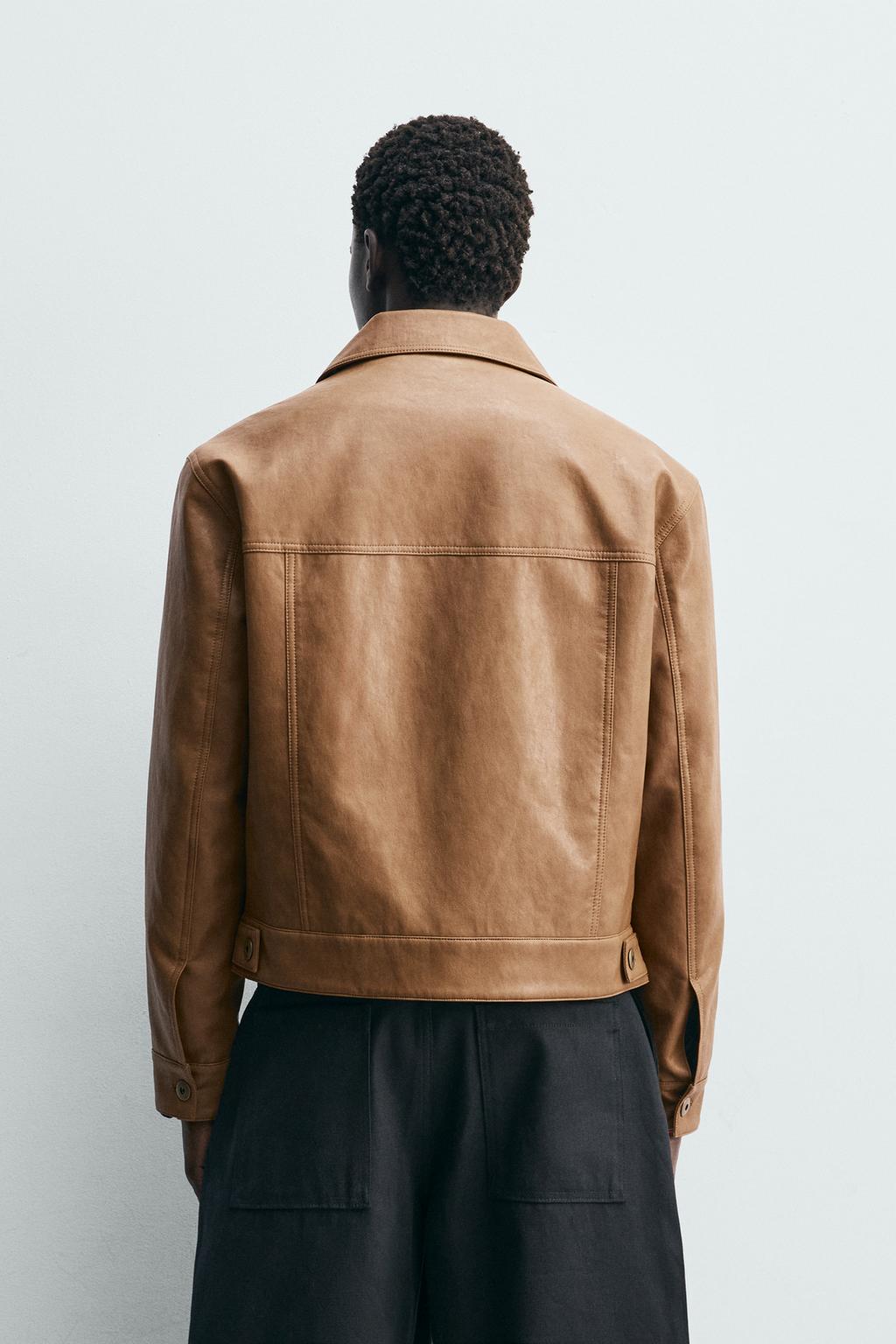 КУРТКА-РУБАШКА КЛАССИЧЕСКОГО КРОЯ ИЗ ИСКУССТВЕННОЙ КОЖИ