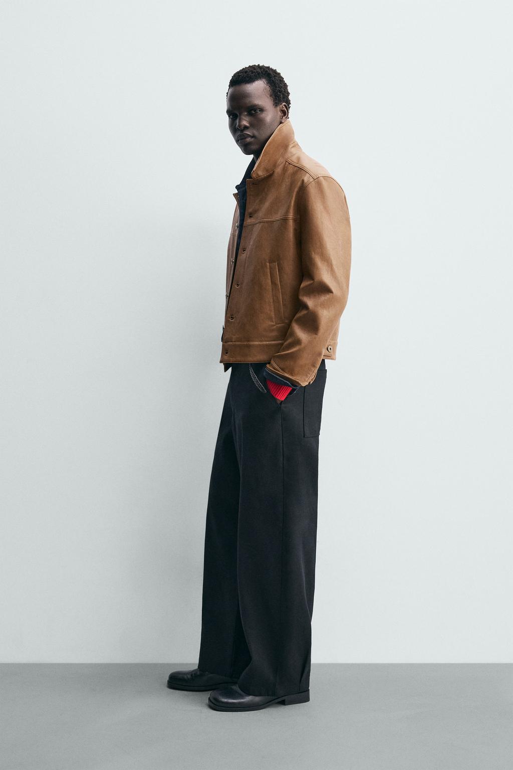 КУРТКА-РУБАШКА КЛАССИЧЕСКОГО КРОЯ ИЗ ИСКУССТВЕННОЙ КОЖИ