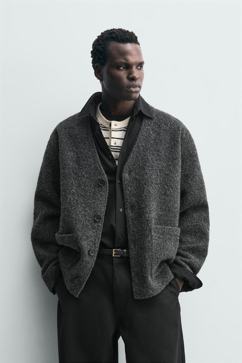 КАРДИГАН ИЗ РЕЛЬЕФНОЙ ТКАНИ С ШЕРСТЬЮ