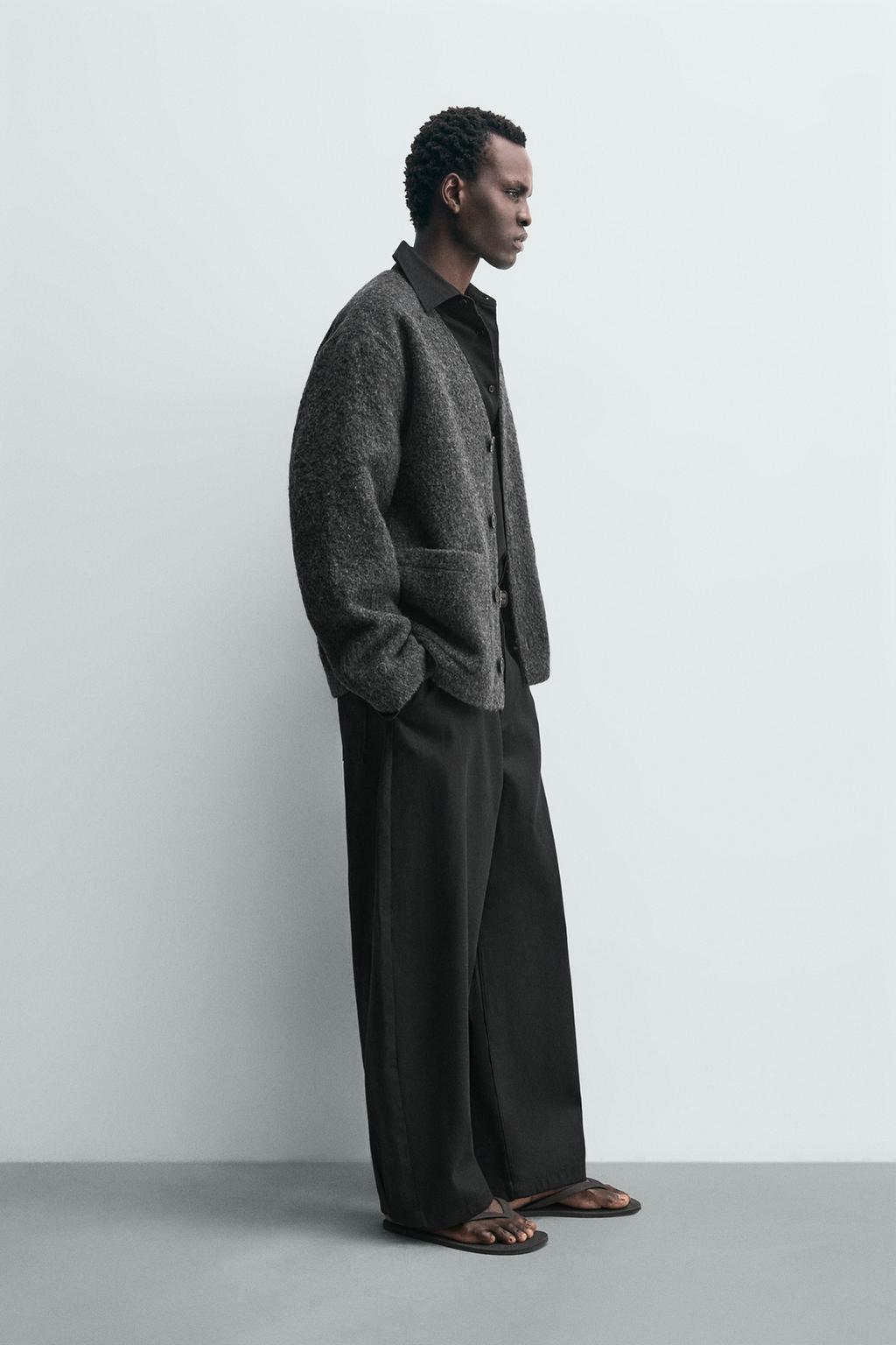 КАРДИГАН ИЗ РЕЛЬЕФНОЙ ТКАНИ С ШЕРСТЬЮ