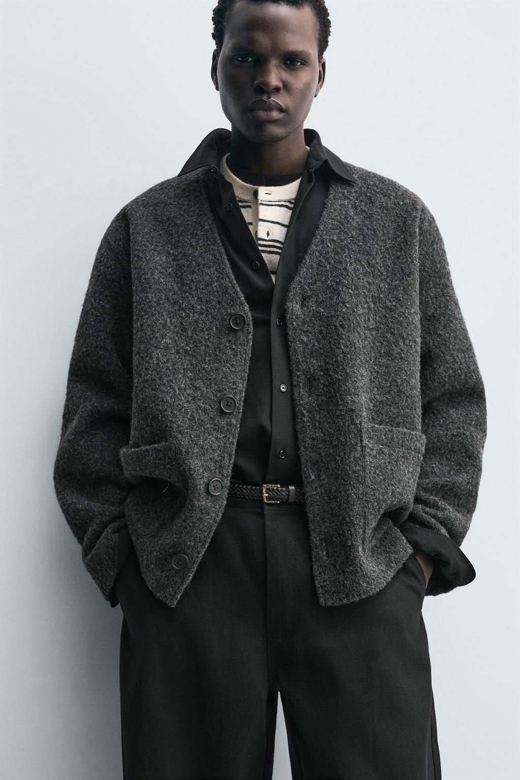 КАРДИГАН ИЗ РЕЛЬЕФНОЙ ТКАНИ С ШЕРСТЬЮ