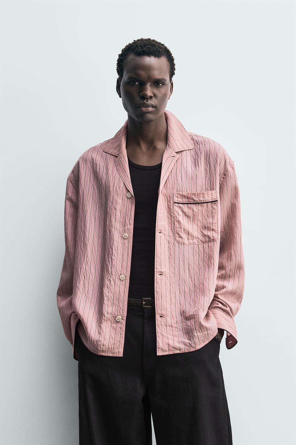 РУБАШКА СТРУЯЩЕГОСЯ КРОЯ В ПОЛОСКУ