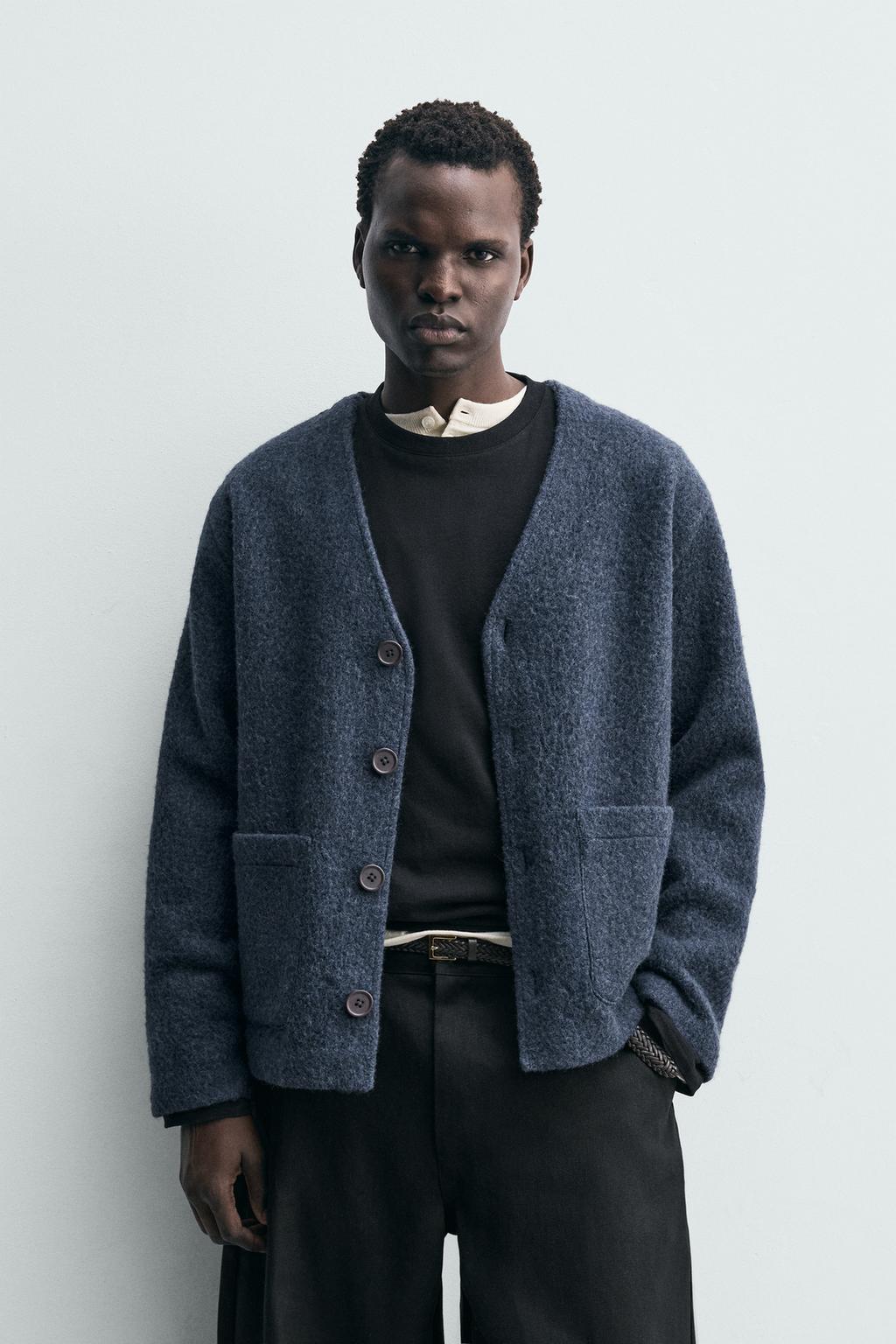 КАРДИГАН ИЗ РЕЛЬЕФНОЙ ТКАНИ С ШЕРСТЬЮ