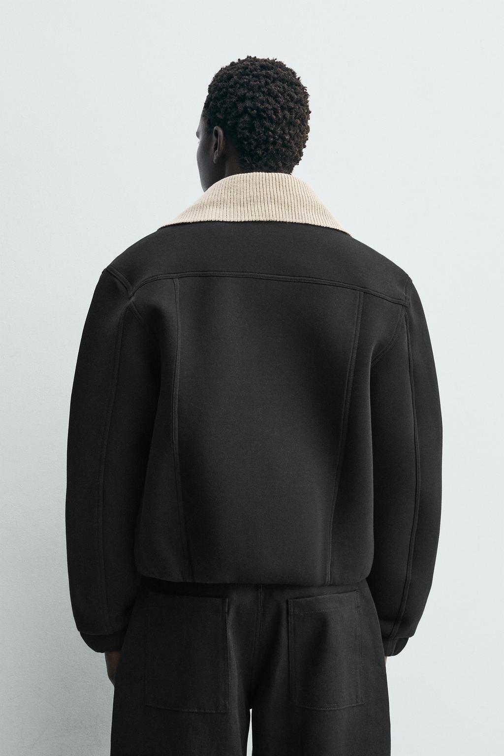 КУРТКА ИЗ НЕОПРЕНА С КОМБИНИРОВАННЫМ ВОРОТНИКОМ