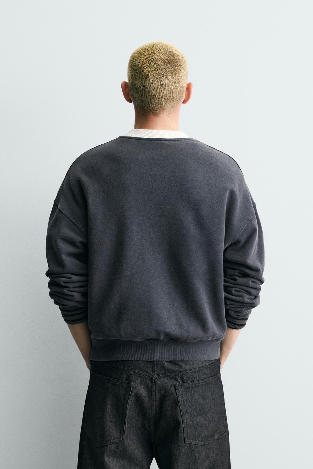 Свитшот с принтом и эффектом выцветания