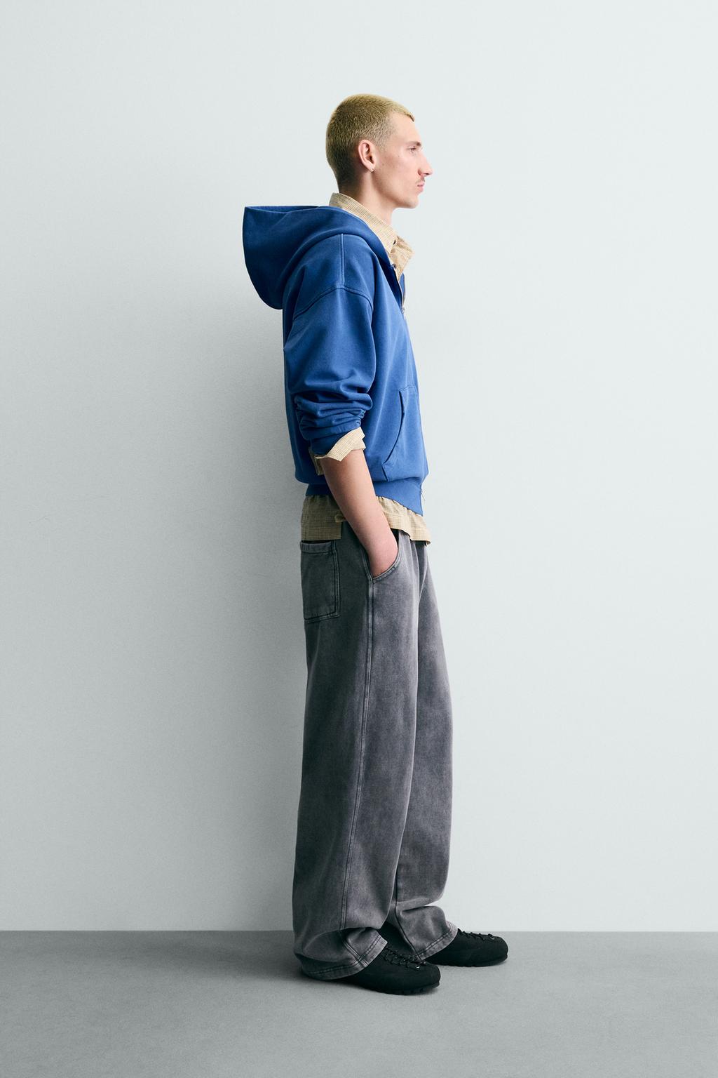 ТОЛСТОВКА С ЭФФЕКТОМ ПОТЕРТОСТИ НА МОЛНИИ С КАПЮШОНОМ